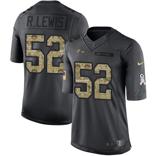 Nike Ravens #52 Ray Lewis Black Youth Stitched NFL Limited 2016 Salute to Service Jersey